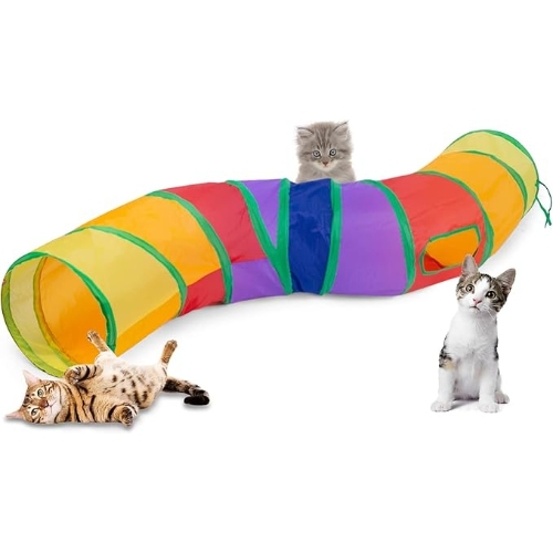Cat Tunnel | S Shaped | Rainbow Color | Small Pets | Easy Carry and Storage
