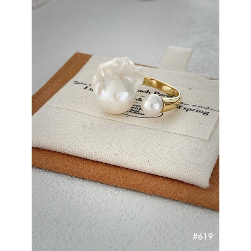 Freshwater Cultured Baroque Pearl Ring/One-Size Open Ring
