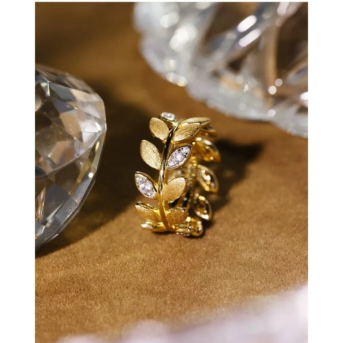 Sterling Silver & Cubic Zirconia-Set Ring/ Vintage Ring/ Filigree Ring/ Leaf Ring