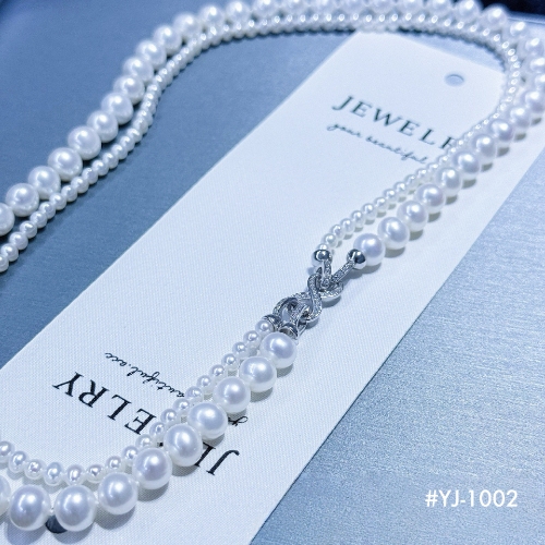 Freshwater Pearl Necklace/ Double Layers Pearl Necklace/ Pearl Long Chain/ Multi-way Pearl Necklace/ 4-in-1 Convertible Pearl Necklace