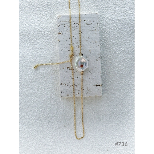 Freshwater Pearl Necklace / Baroque Pearl Necklace / Golden Chain Necklace