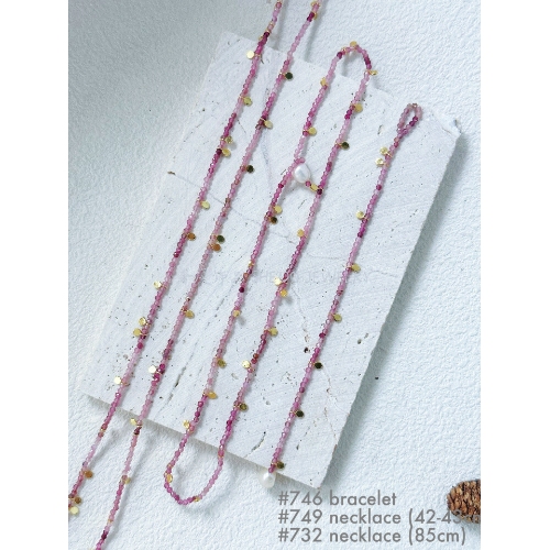 Beaded Necklace / Pink Tourmaline Necklace / Long Necklace