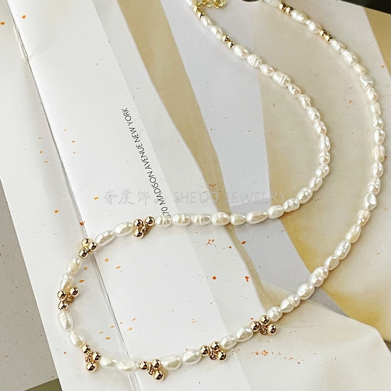 The "Golden Sprinkle" Pearl Choker | Dainty Layering Necklace