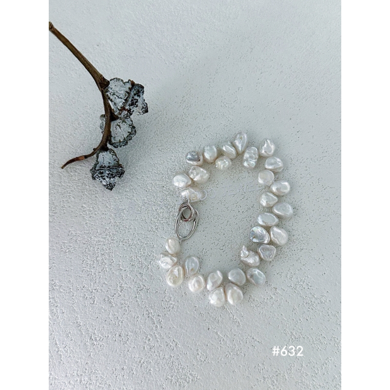 The "Organic Bloom" Keshi Bracelet | Sterling Silver (Size S/M)