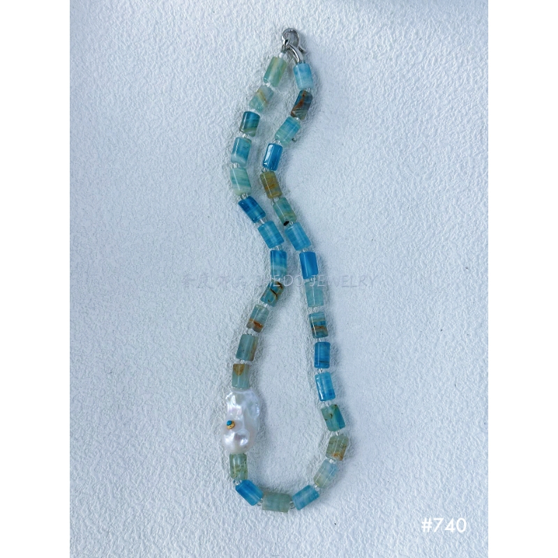 The "Aegean" Raw Turquoise Choker | Baroque Pearl & Sterling Silver