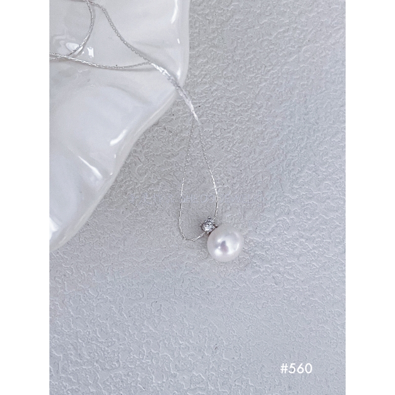 The "Royal" Solitaire Pendant | 10-11mm Pearl & Zircon Accent (Sterling Silver)