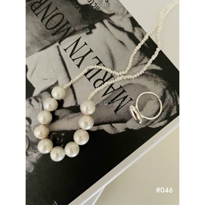 The "Luminous Arc" Edison Pearl Necklace | Graduated Smile Bar & Sterling Silver