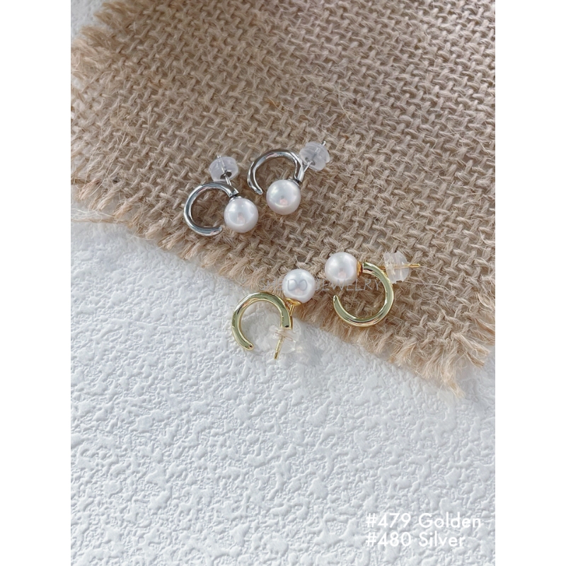 The "Luna" Pearl C-Hoop | 18K Gold & Rhodium Plated Sterling Silver